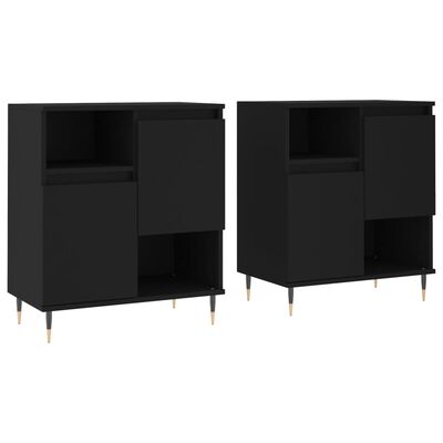 vidaXL Aparadores 2 pcs derivados de madeira preto