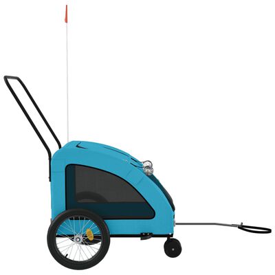 vidaXL Reboque bicicleta p/ animais tecido oxford/ferro azul