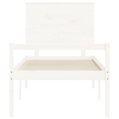 vidaXL Cama de solteiro para idosos c/ cabeceira madeira maciça branco