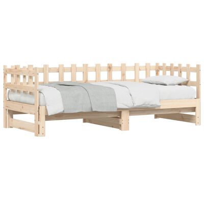 vidaXL Sofá-cama de puxar 2x(90x200) cm madeira de pinho maciça