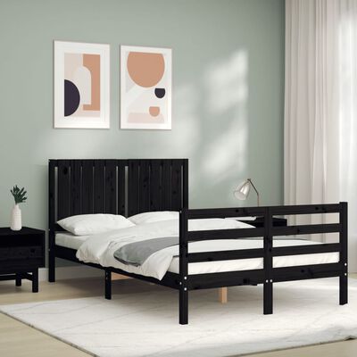 vidaXL Estrutura de cama com cabeceira 120x200cm madeira maciçao preto