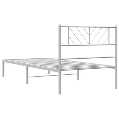 vidaXL Estrutura de cama em metal com cabeceira 107x203 cm branco