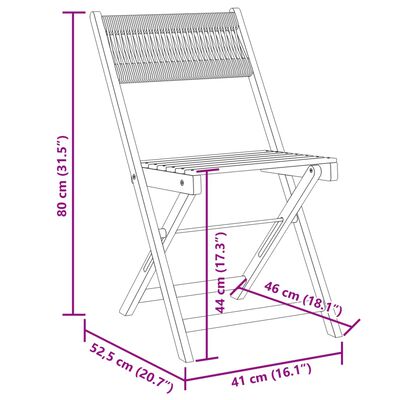 vidaXL Cadeiras de bistrô 2 pcs acácia maciça e corda cinzento