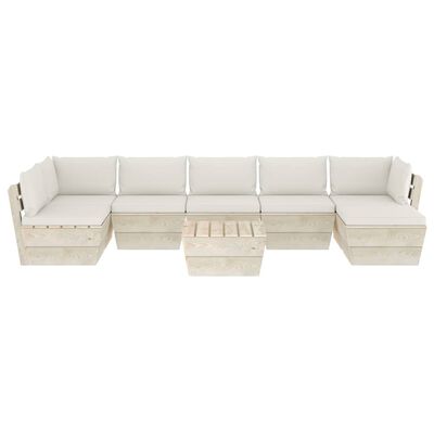 vidaXL 8 pcs conjunto lounge de paletes + almofadões madeira de abeto