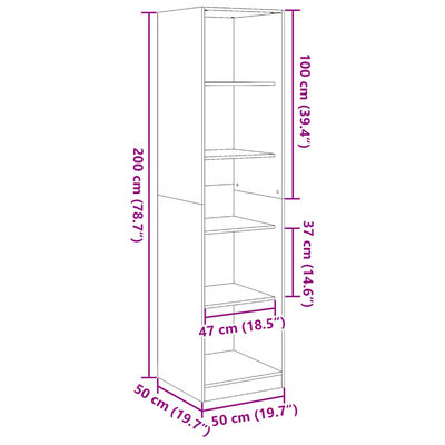 vidaXL Roupeiro 50x50x200 cm contraplacado preto