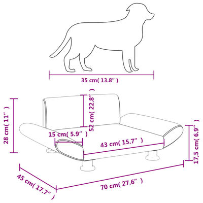 vidaXL Cama para cães 70x45x28 cm tecido preto