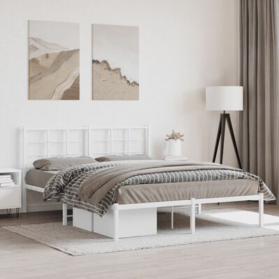 vidaXL Estrutura de cama com cabeceira 160x200 cm metal branco