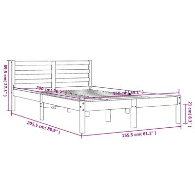 vidaXL Cama sem colchão 150x200 cm madeira pinho maciça castanho-mel