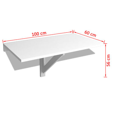 vidaXL Mesa de parede dobrável 100x60 cm branco