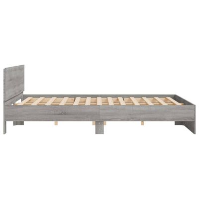 vidaXL Estrutura cama c/ cabeceira/luzes LED 180x200cm cinzento sonoma