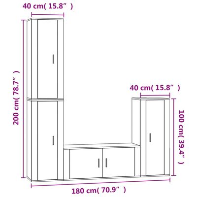 vidaXL 4 pcs conjunto móveis de TV madeira processada branco brilhante