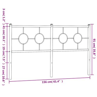 vidaXL Cabeceira de cama 150 cm metal preto