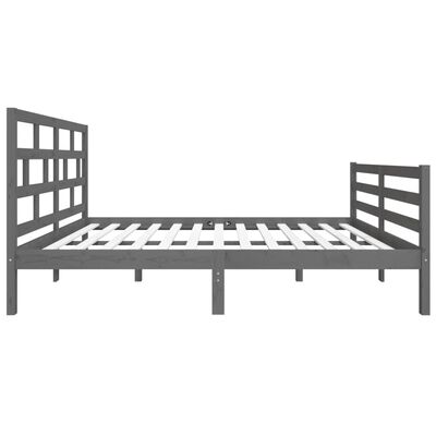 vidaXL Estrutura de cama casal 135x190 cm madeira maciça cinzento