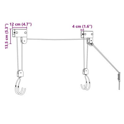 vidaXL Guincho de bicicleta com suporte de teto 57 kg