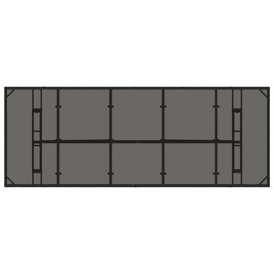 vidaXL Mesa de jardim com tampo de vidro 240x90x75 cm vime PE preto