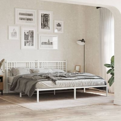 vidaXL Estrutura de cama com cabeceira 193x203 cm metal branco