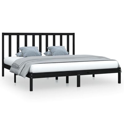 vidaXL Estrutura de cama 200x200 cm pinho maciço preto