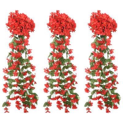 vidaXL Grinaldas de flores de Natal 3 pcs 85 cm vermelho