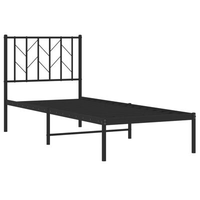 vidaXL Estrutura de cama metal s/ colchão c/ cabeceira 75x190 cm preto