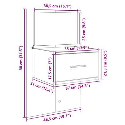 vidaXL Cabeceira cama c/ armários 120cm deriv. madeira cinzento sonoma