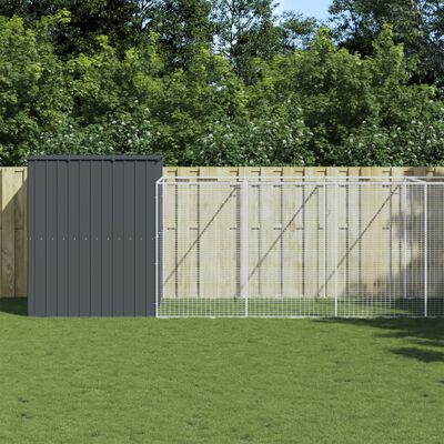 vidaXL Casota p/ cães c/ parque 214x1273x181cm aço galvaniz. antracite