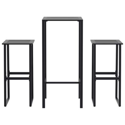 vidaXL Conjunto de bar para jardim 3 pcs aço revestido a pó preto