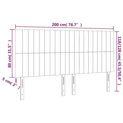 vidaXL Cabeceira cama c/ LED tecido 200x5x118/128 cm cinza-acastanhado