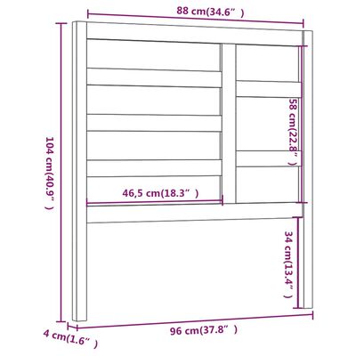 vidaXL Cabeceira de cama 96x4x104 cm pinho maciço cinzento