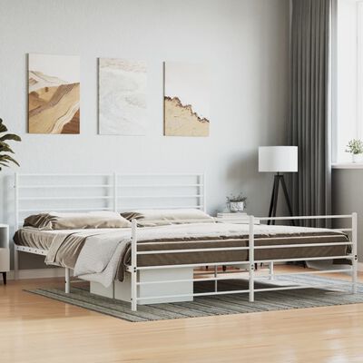 vidaXL Estrutura de cama com cabeceira e pés 193x203 cm metal branco