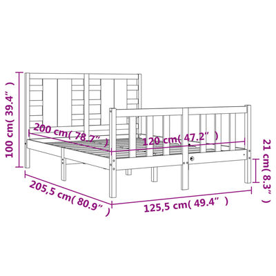 vidaXL Estrutura de cama com cabeceira 120x200cm madeira maciçao preto