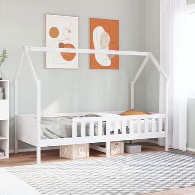 vidaXL Cama infantil formato casa 80x200 cm pinho maciço branco