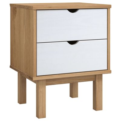 vidaXL Mesa DE cabeceira OTTA 45x39x57 cm pinho maciço castanho/branco