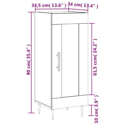 vidaXL Aparador 34,5x34x90 cm derivados de madeira sonoma cinzento