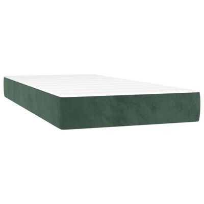 vidaXL Cama com molas/colchão 90x190 cm veludo verde-escuro