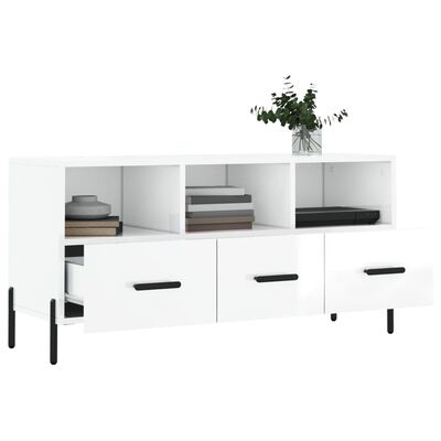 vidaXL Móvel para TV 102x36x50 cm derivados madeira branco brilhante