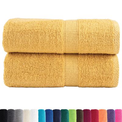 vidaXL Toalhas de bidé premium SOLUND 2 pcs 30x50 cm 600 gsm dourado