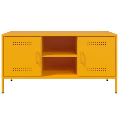 vidaXL Móvel de TV 100,5x39x50,5 cm aço amarelo mostarda