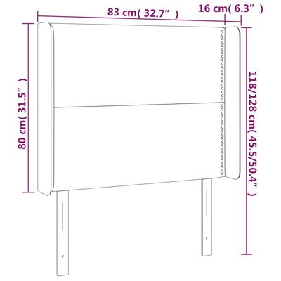 vidaXL Cabeceira cama c/ abas veludo 83x16x118/128 cm cinzento-escuro