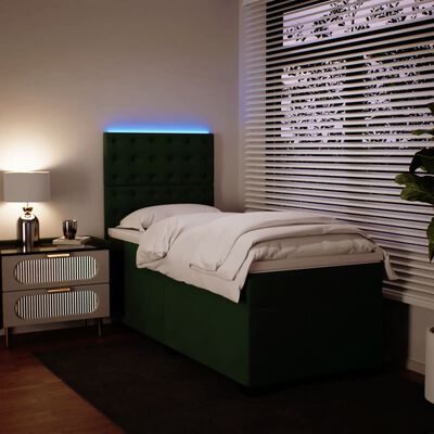 vidaXL Cama com molas/colchão 90x190 cm veludo verde-escuro