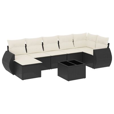 vidaXL 8 pcs conjunto sofás de jardim com almofadões vime PE preto