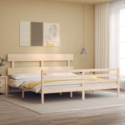 vidaXL Estrutura de cama com cabeceira 200x200 cm madeira maciça