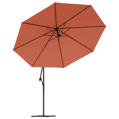 vidaXL Guarda-sol cantilever com poste de alumínio 350 cm terracota