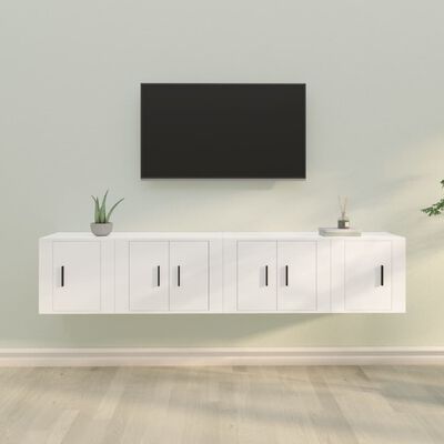 vidaXL Conjunto móveis de TV 4 pcs madeira processada branco