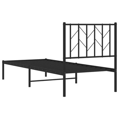 vidaXL Estrutura de cama metal s/ colchão c/ cabeceira 75x190 cm preto