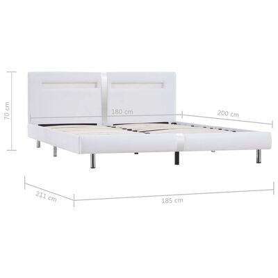 vidaXL Estrutura de cama c/ LEDs 180x200 cm couro artificial branco