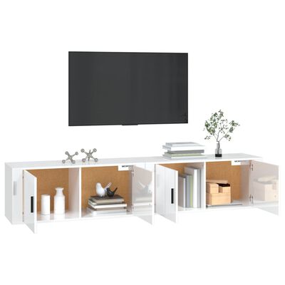 vidaXL Móveis de TV de parede 2 pcs 100x34,5x40 cm branco brilhante