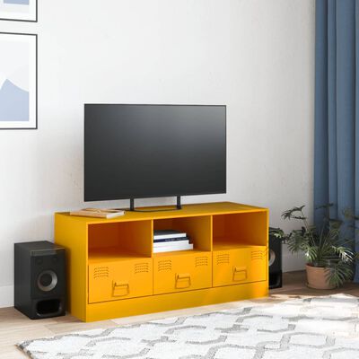 vidaXL Móvel de TV 99x39x44 cm aço amarelo mostarda