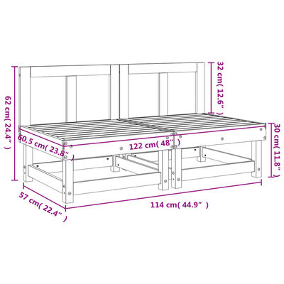 vidaXL Sofás de centro para jardim 2 pcs madeira de pinho impregnada