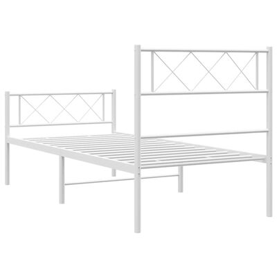 vidaXL Estrutura de cama com cabeceira e pés 100x200 cm metal branco