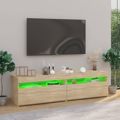 vidaXL Móveis de TV com luzes LED 2 pcs 75x35x40 cm carvalho sonoma